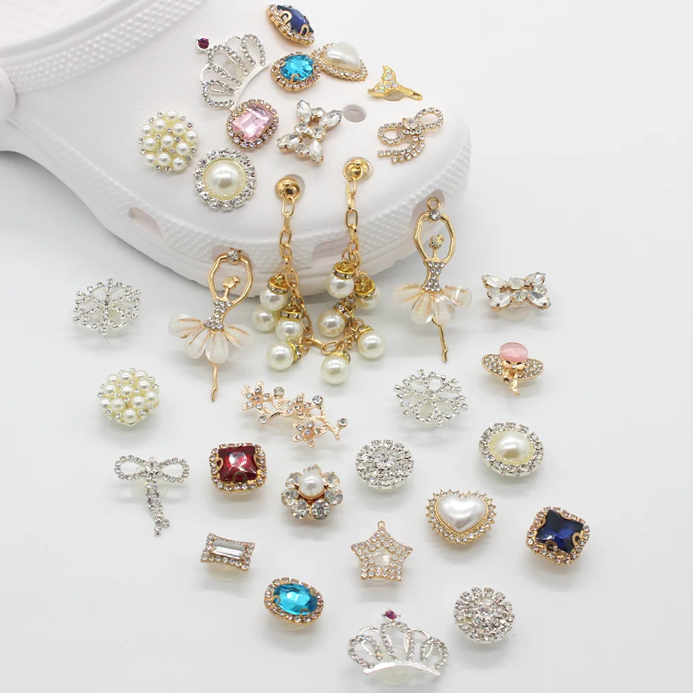 Top Trends: 1pcs Crystal Metal Shoe Charms Pearl Jewelry Croc Garden Shoe Accessories Clog Shoe Buckle Decoration For Women’s Gift Shoppable Styles