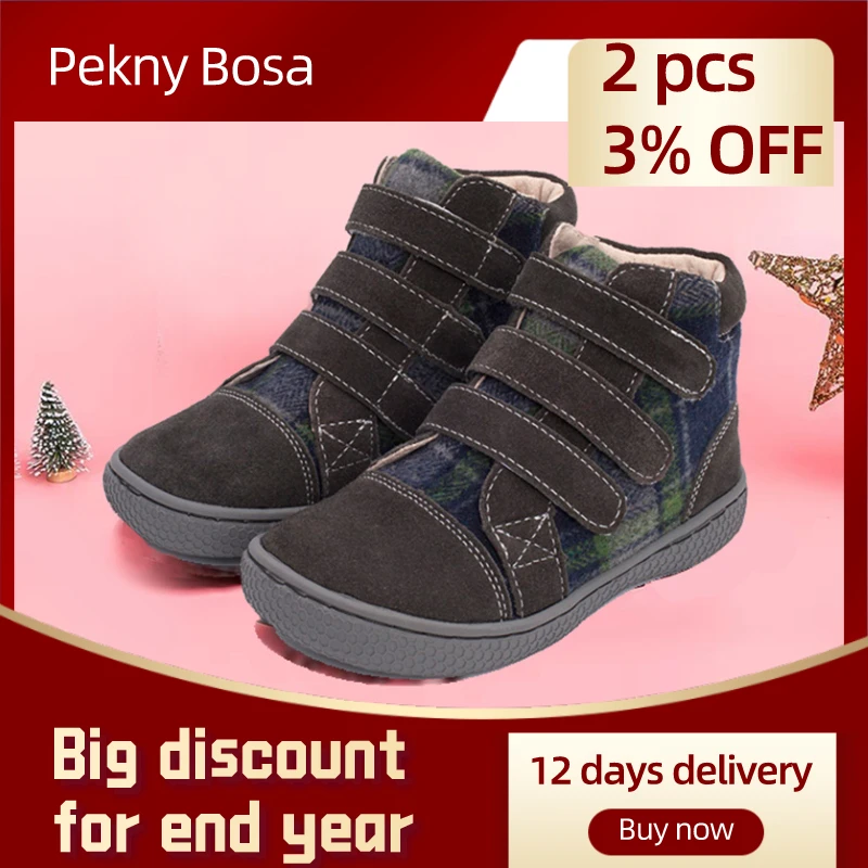 Top Trends: PEKNY BOSA Children&#039;s Autumn Boots For Girls Real Leather Shoes For Boy Soft Bottom Shoes For Toddlers Kids Barefoot Shoes 25-30 Shoppable Styles