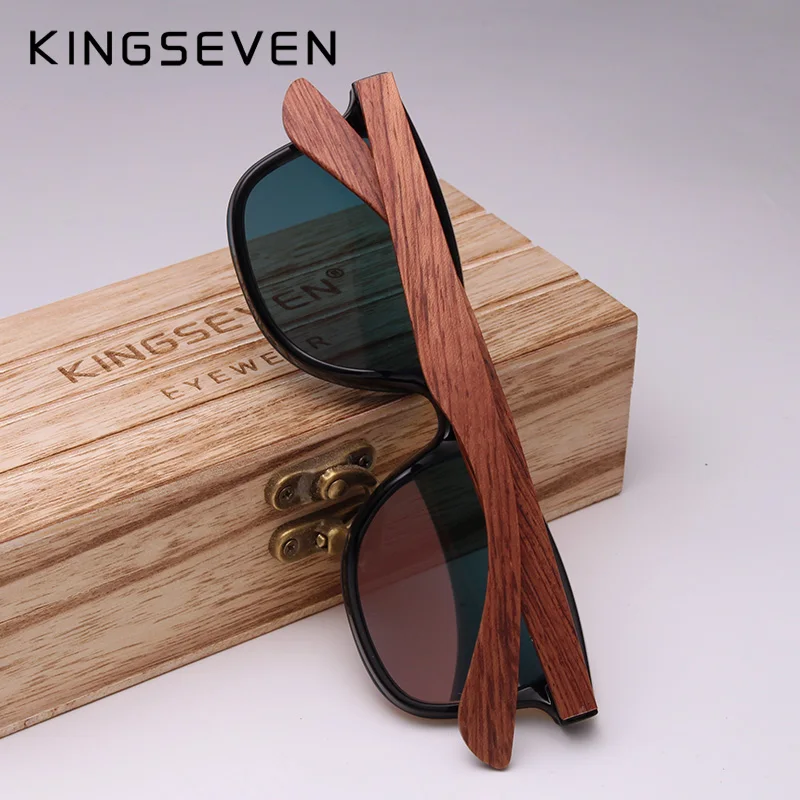 Top Trends: KINGSEVEN Polarized UV400 Vintage Sunglasses For Men Brand Wooden Flat Lens Square Frame Women Eye Protection Oculos Eyewear Shoppable Styles - Image 2