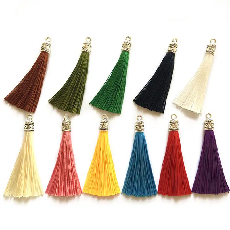 Top Trends: 10 / 20 / 50pcs 6cm Small Silk Tassel Earrings Pendant Charms Crafts Silver Caps Tassels Brush For DIY Jewelry Making Accessories Shoppable Styles