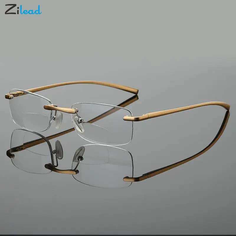 Top Trends: Zilead Reading Glasses Retro Rimless Intelligent Progressive Reading Glasses Metal Frame Presbyopia Eyeglasses Diopter+ 1 To + 4 Shoppable Styles