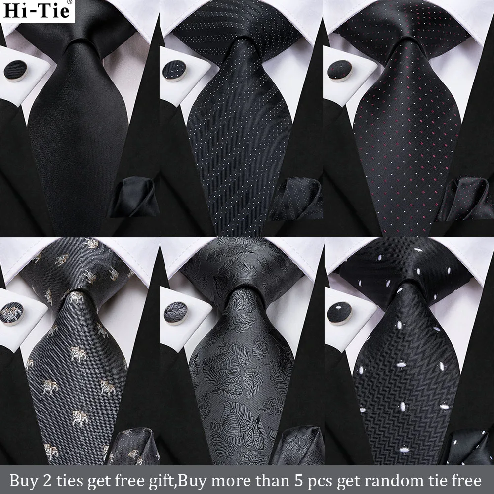 Top Trends: Hi-Tie 8.5cm Black Solid Striped Paisley 100% Silk Men&#039;s Business Tie Neck Tie For Men Fashion Luxury Wedding Necktie Gravatas Shoppable Styles