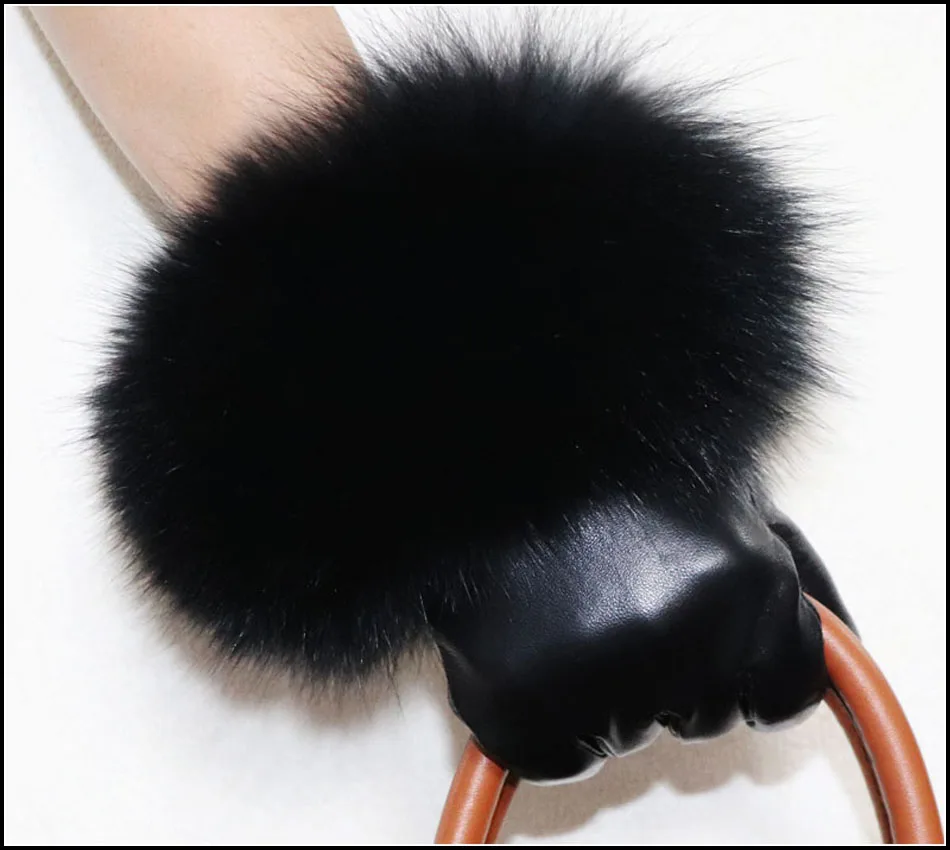 Top Trends: High-grade Women's Leather Gloves Sheepskin Winter Warm Plus Velvet Thick Cuffs Big Fox Fur Fur Gloves Touch Screen Gloves 2023 Shoppable Styles - Image 3