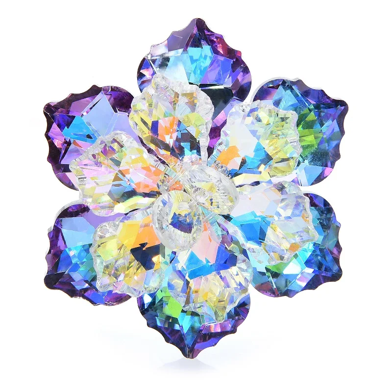 Top Trends: Wuli&baby Shining Glass Flower Brooches For Women 14-color Beauty Office Party Brooch Pin New Year Gifts Shoppable Styles