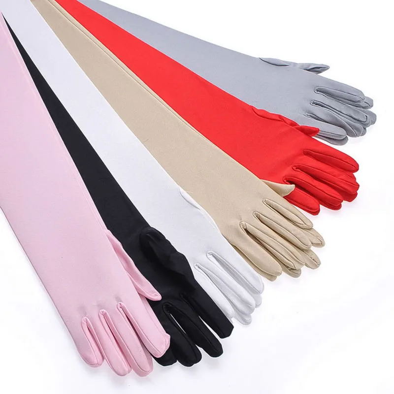 Top Trends: Long Gloves Woman Elegant Wedding Evening Party Dinner Dress Accessories Stretch Anti-UV Sun Driving Black White Gloves Cosplay Shoppable Styles