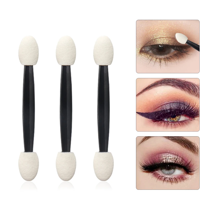 Top Trends: 25 Pcs Professional Sponge Stick Eye Shadow Applicator Cosmetic Brushes Double-head Eyeshadow Brush For Women Makeup Tools Shoppable Styles