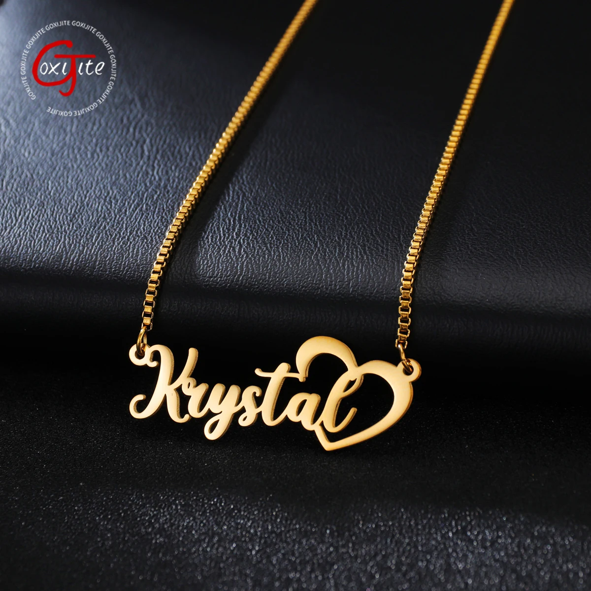 Top Trends: Goxijite Custom Name Necklace For Female With Heart Personalized Box Chain Stainless Steel Nameplate Necklaces Jewelry Gift Shoppable Styles