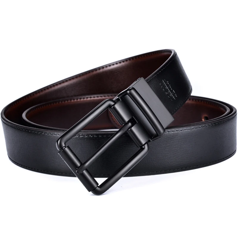 Top Trends: 1Pcs Men's Leather Reversible Belt Roller Buckle 34MM One Reverse For 2 Colors Suitable For Pairing Casual Jean Shoppable Styles - Image 3