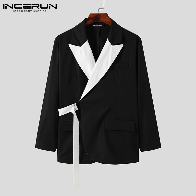 Top Trends: INCERUN Tops 2023 Korean Style Stylish New Men's Suits Casual Streetwear Stitching Color Suits Fashion Long-sleeved Blazer S-5XL Shoppable Styles - Image 4