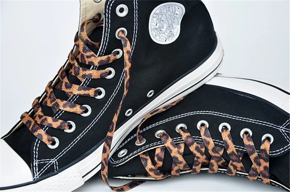 Top Trends: High Quality Newest Classic Leopard Pattern Shoe Laces High-top Canvas Sneakers Flat White Shoelaces Strings Shoppable Styles - Image 5