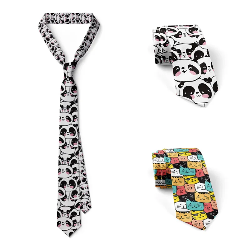 Top Trends: Funny Harajuku 3D Printing Cute Cartoon Men Tie New Men Polyester Necktie Novelty Kawaii Animal Avatar Ideas Necktie Shoppable Styles