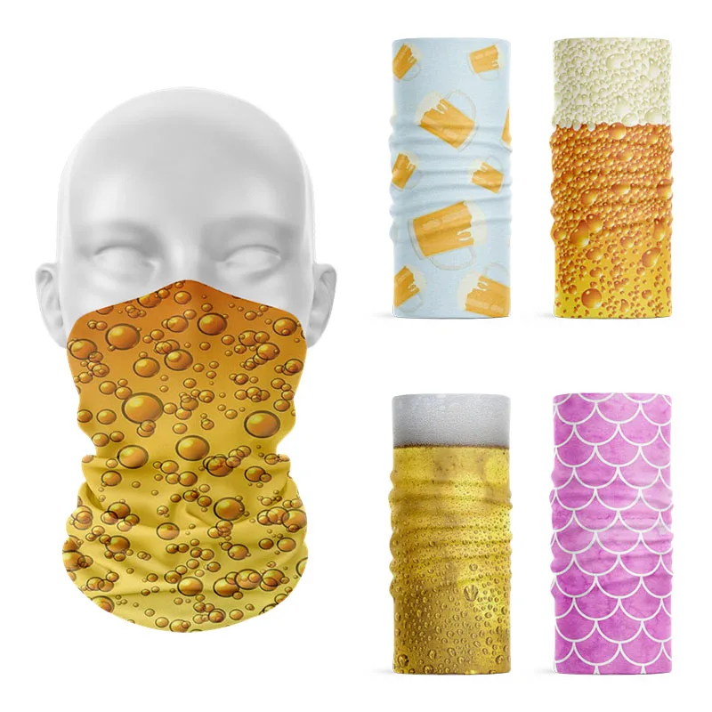 Top Trends: Novelty Design 3D Printed Women Headscarf Funny Beer Fish Scale Pattern Magic Sports Hiking Face Hijab Scarf Neck Gaiter For Men Shoppable Styles