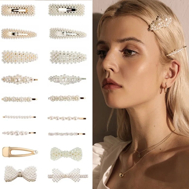 Top Trends: Woman Elegant Geometric Pearl Hairpins Korean Style Hair Clips Alloy Barrettes Girls Hair Accessories Hair Grips Headwear Shoppable Styles