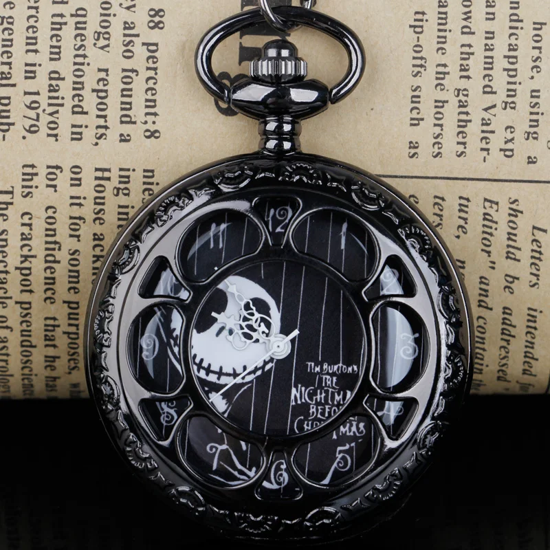 Top Trends: Steampunk Black Pocket Watches Christmas Theme Flower Case Hollow Quartz Pocket Watches For Mens Womens Shoppable Styles