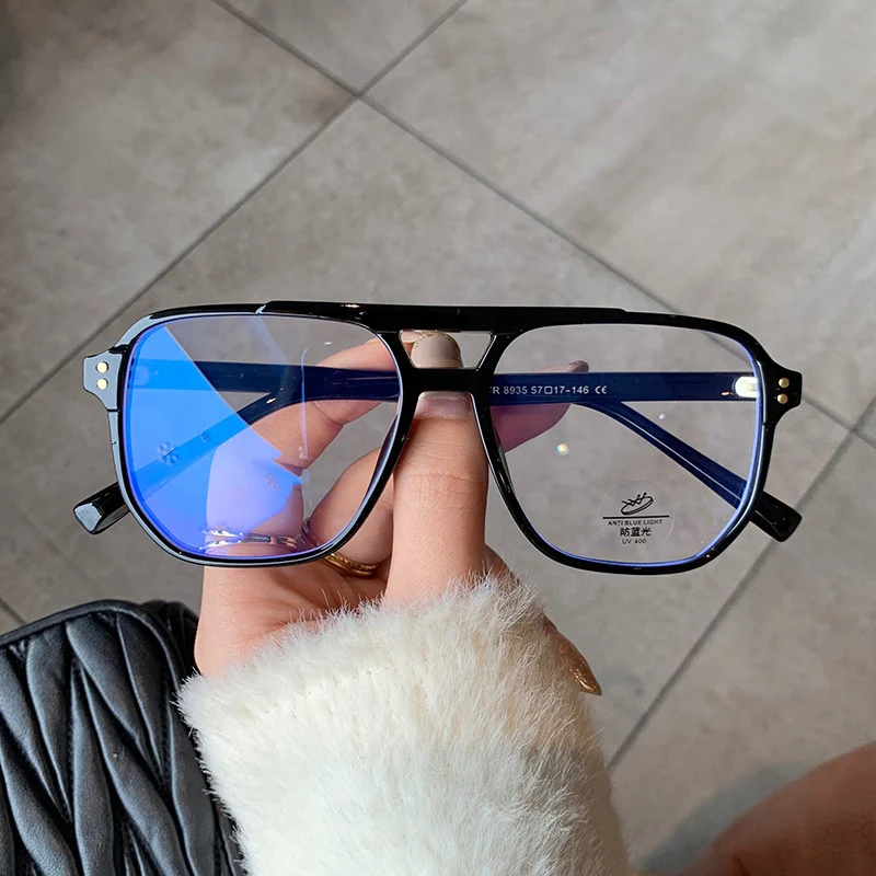 Top Trends: New 2021 Unisex Blue Light Blocking Computer Glasses Women Fashion TR90 Frame Vintage Square Eyewear Anti Eyestrain Eyeglasses Shoppable Styles