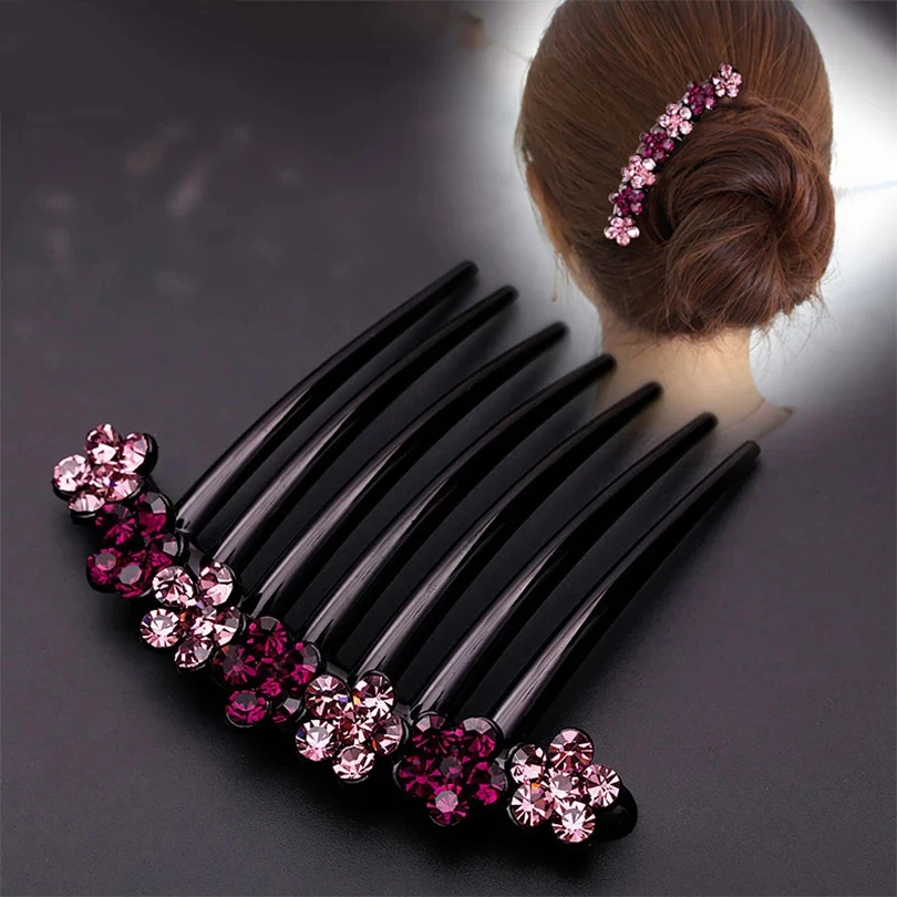 Top Trends: Crystal Rhinestones Flower Hair Combs Clip Vintage Hairpins Bridal Wedding Headdress Women Hair Accessories Disk Headwear Shoppable Styles