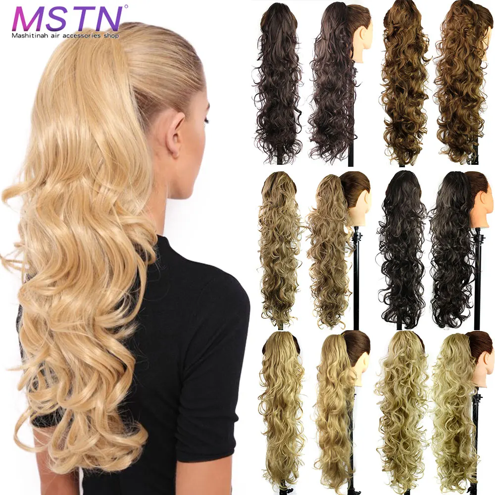 Top Trends: MSTN Long Curly Claw Clip On Ponytail Hair Extension Heat Resistant Synthetic Curly Pony Tails Wig Fake Hair Extensions Shoppable Styles