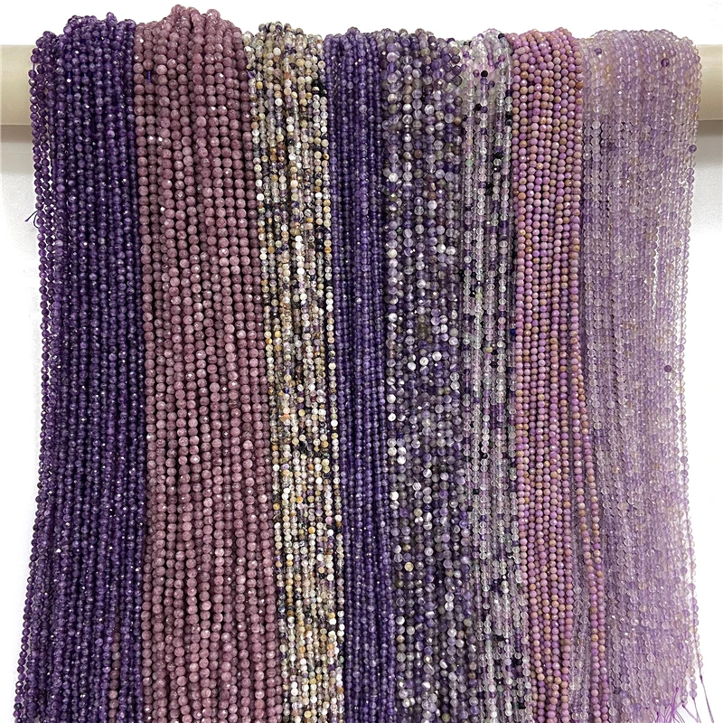 Top Trends: Small Natural Faceted Stone Beads Purple Mica 2 / 3 / 4mm Quartzs Amethysts Agates Fluorite Crystal Faceted Beads For Jewelry Making Shoppable Styles