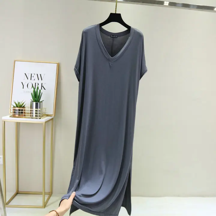 Top Trends: Fdfklak Korean Modal Sleepwear Women Night Shirt Comfortable Long Dress Sexy V Neck Nightgowns Female Lounge Wear Nightdress Shoppable Styles - Image 4