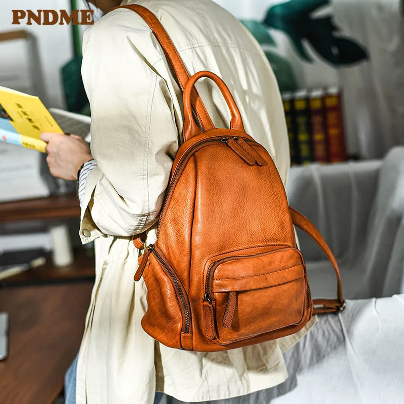 Top Trends: PNDME Fashion Outdoor Casual Luxury Natural First Layer Cowhide Ladies Backpack Weekend Party Genuine Leather Women's Bagpack Shoppable Styles