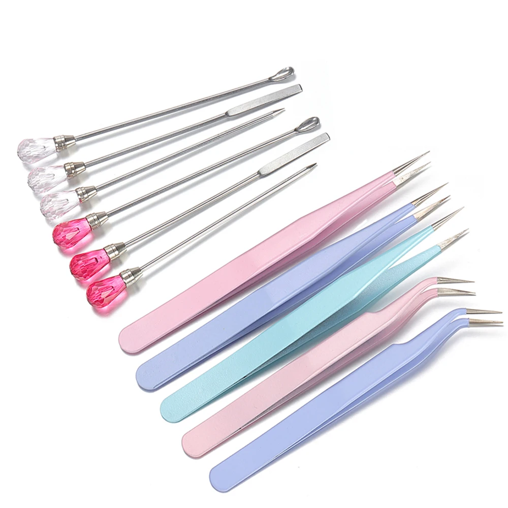 Top Trends: UV Epoxy Stir Spoon Bubble Poke Needle Tweezers Pick-Up Tools Set For Jewelry Making Silicone Resin Mold Clay Nail Art DIY Craft Shoppable Styles