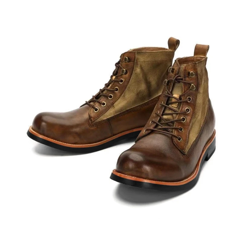 Top Trends: Autumn Winter Men&#039;s Short Boots Retro Make Old American Casual Oaratrooper Locomotive Shoes EUR 38-48 Shoppable Styles