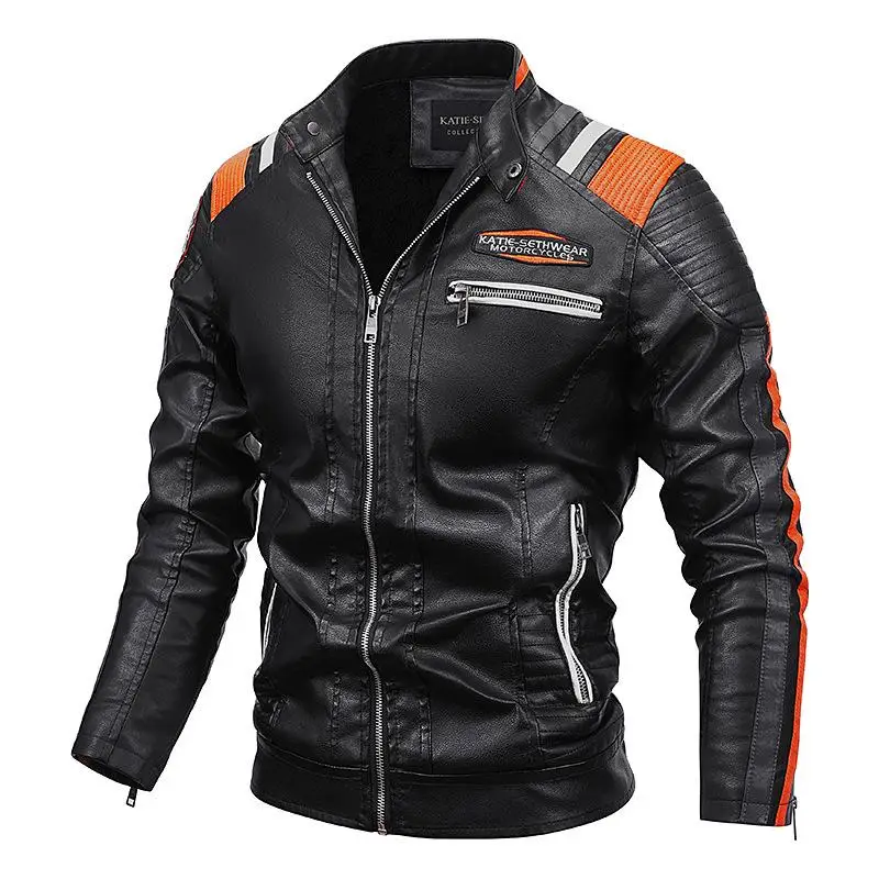 Top Trends: Mens Vintage Motorcycle Jacket 2021 Men Fashion New Biker Leather Jacket Male Embroidery Bomber Coat Winter Fleece Pu Overcoat Shoppable Styles