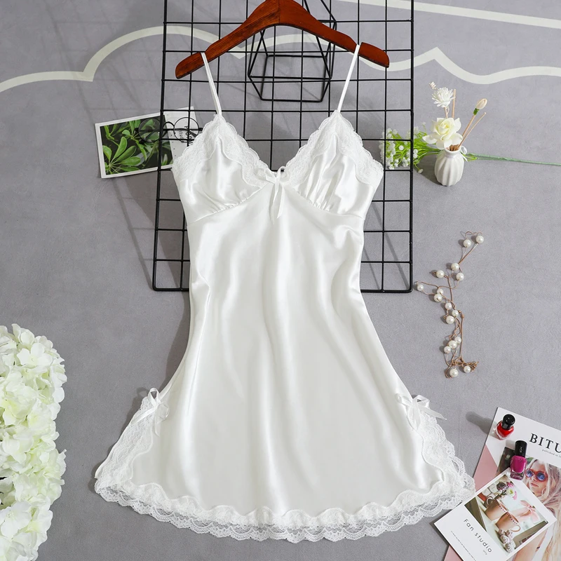 Top Trends: Women&#039;s Satin Nightgown Night Dress Women Sexy Sleepwear Lace Summer Nightdress Homewear Nightwear Silk Sleeveless Dresses Shoppable Styles