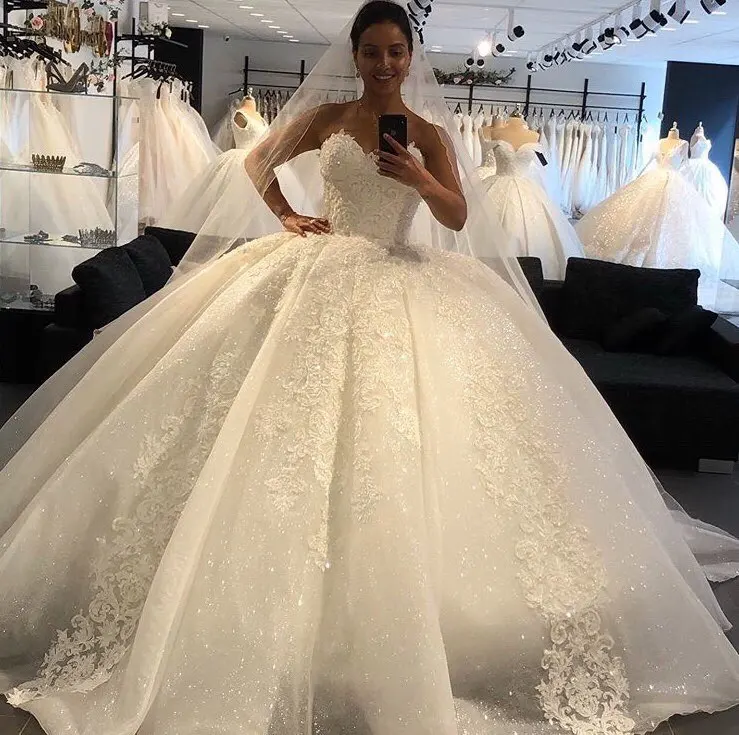 Top Trends: Luxury Sweetheart Sleeveless Wedding Dresses 2023 Lace Appliques Princess Wedding Gown Custom Made Vestido De Novia Shoppable Styles