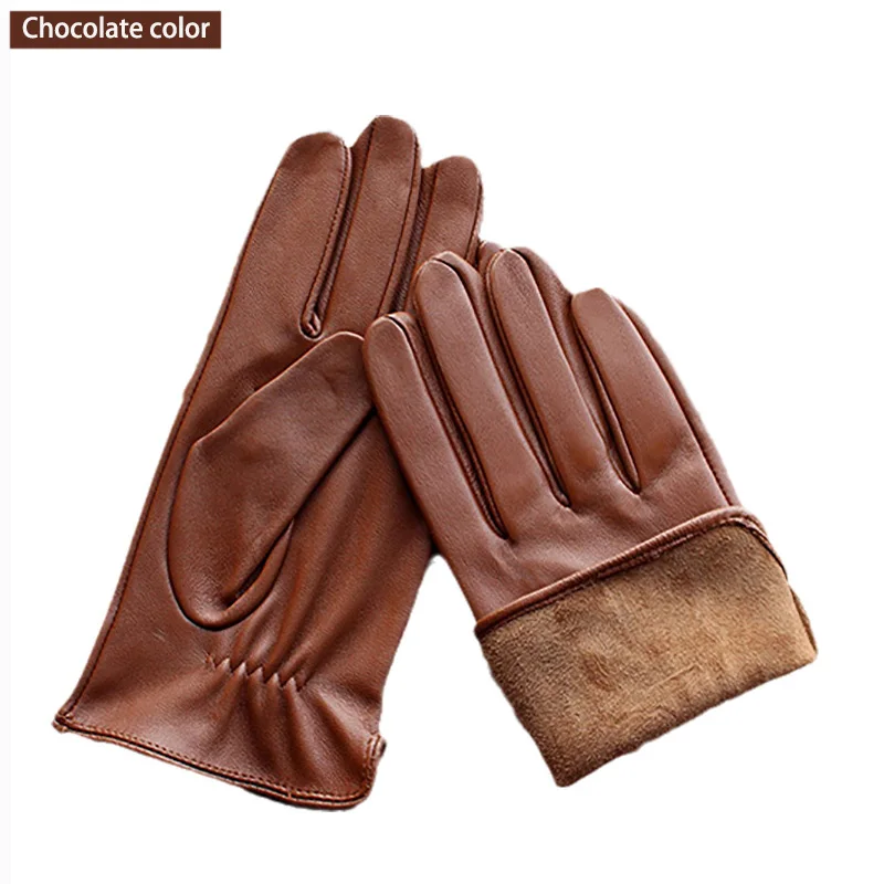 Top Trends: Single Leather Unlined Touch Screen Sheepskin Gloves Men's Thin Motorcycle Riding Four Seasons Car Driving Driver Finger Gloves Shoppable Styles