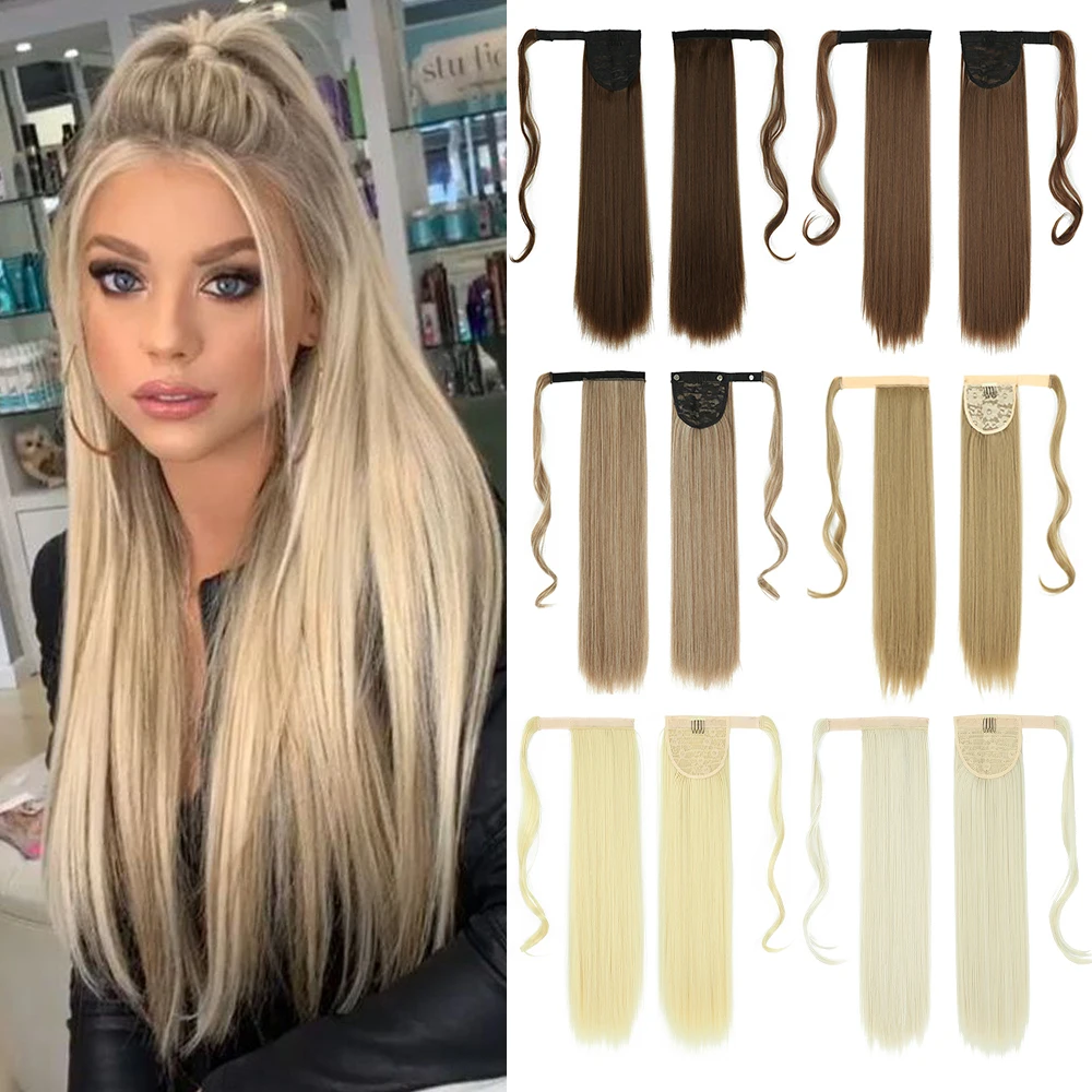 Top Trends: My-Diva Long Straight Heat Resistant Synthetic Ponytail Hair Extension Wrap Around Fake Hair Clip In Brown Pony Tail Shoppable Styles