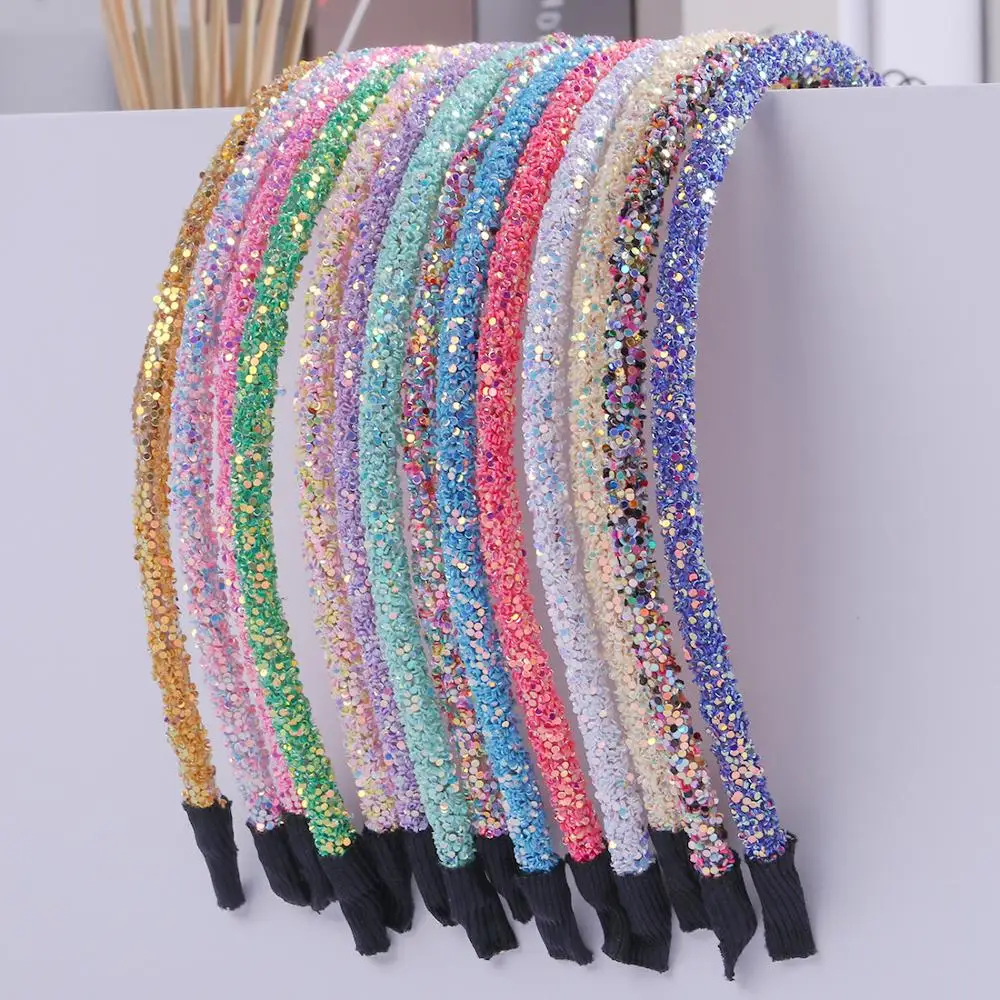 Top Trends: 50pc / lot Hair Accessories Chunky Glitter Hairband For Girl Women Girls Headband Candy Color Glitter Hairbands Hair Accessories Shoppable Styles