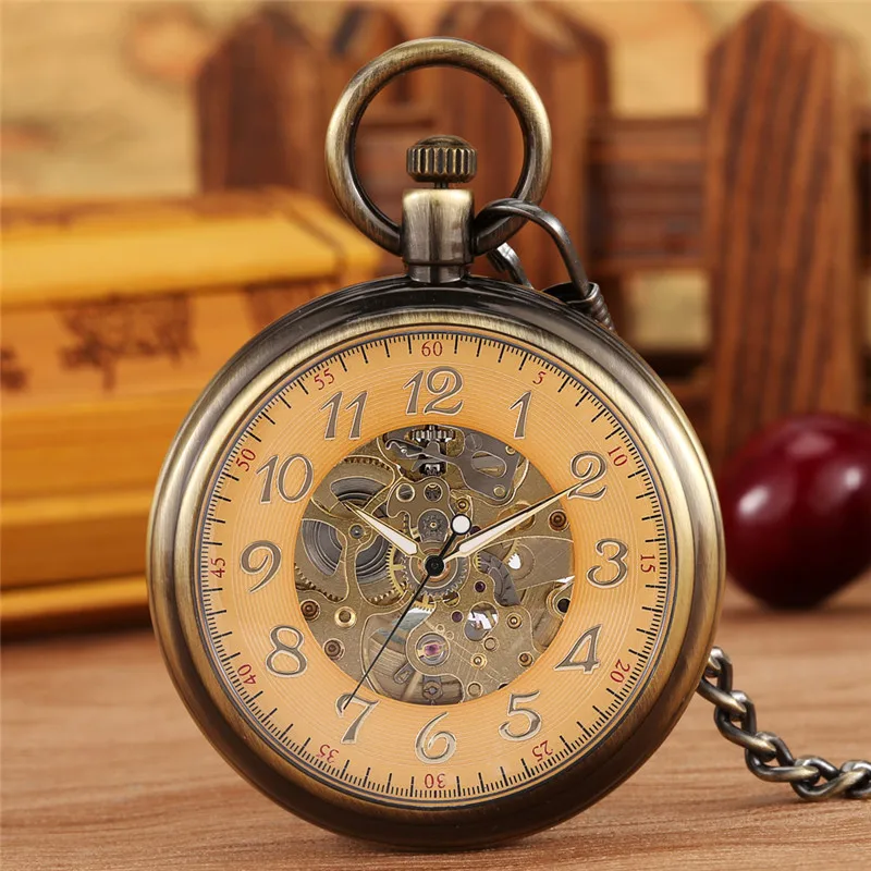 Top Trends: Antique Alloy Case Mechanical Pocket Watch Automatic Skeleton Watches For Men Women Luminous Hands Pendant Fob Chain Clock Reloj Shoppable Styles