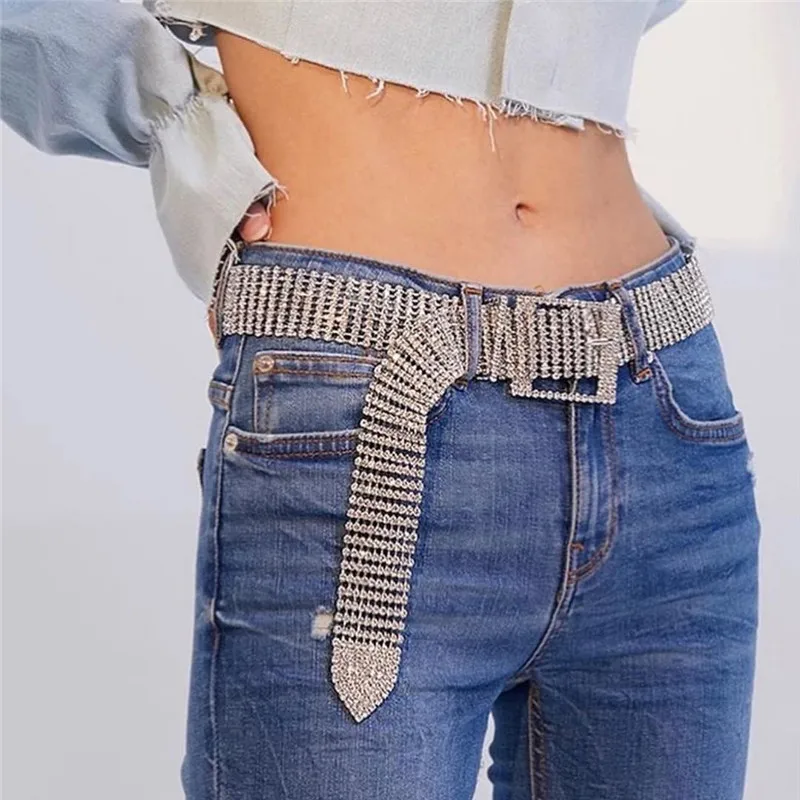 Top Trends: Shiny Diamante Waist Belt Gold Silver Hollow Out Buckle Patchwork Adjustable Waistband Chic Streetwear Lady Jewelry Waist Belts Shoppable Styles