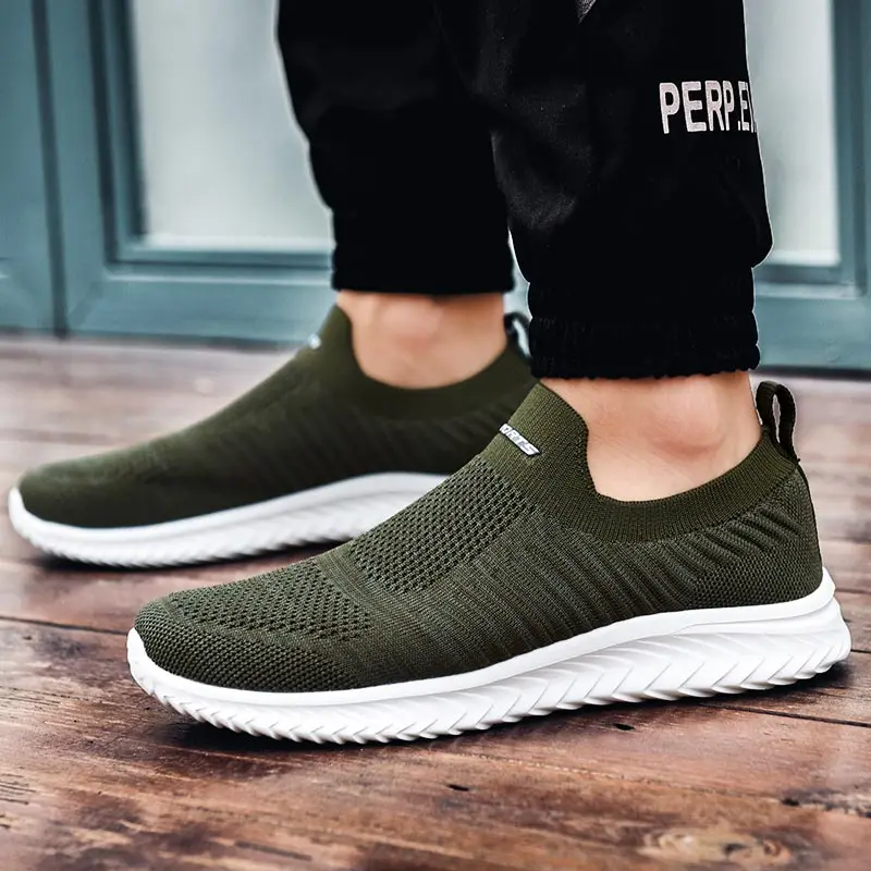 Top Trends: Large Size Summer Without Lacing Men Sneakers Socks Men's Sport Shoes Mens Running Sports Army Green Snickers Shoppable Styles