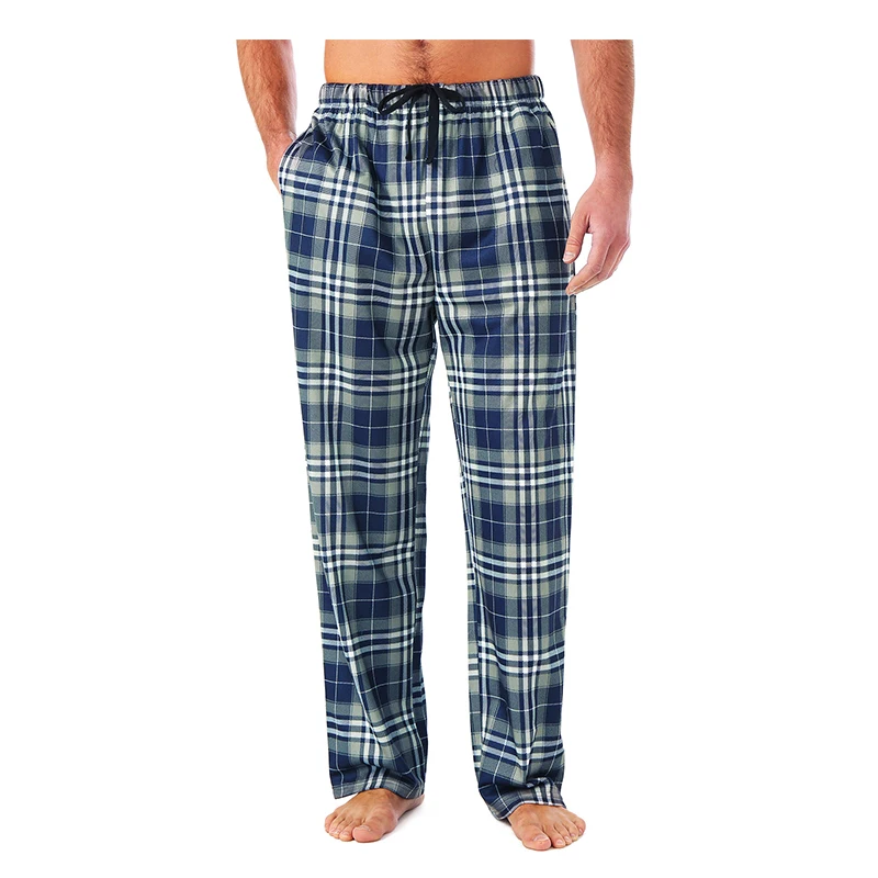 Top Trends: Men's Home Pants Cotton Flannel Autumn Winter Warm Sleep Bottoms Male Plus Size Plaid Print Sleepwear Pajama Pants For Men Shoppable Styles