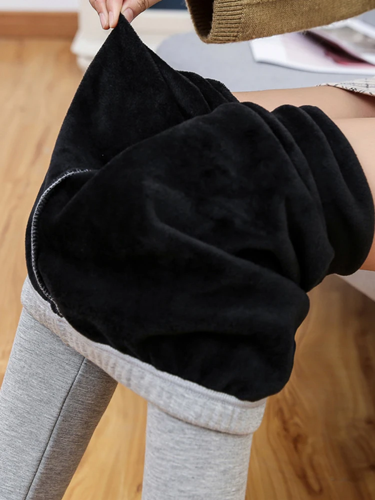 Top Trends: Winter Leggins Thick Velvet Knitted Cashmere Leggings Women Fashion Warm High Waist Solid Elastic Pants Shoppable Styles