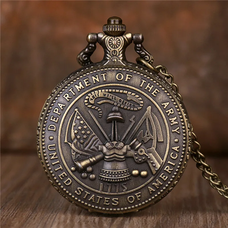 Top Trends: Fashion Army Quartz Pocket Watch Retro Steampunk Necklace Pendant Chain Watch карманные часы Shoppable Styles