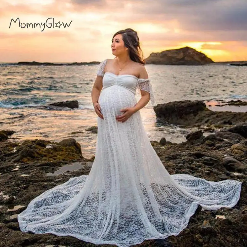 Top Trends: Lace Maternity Dresses For Photo Shoot Pregnant Women Baby Shower Dress Sweep Train Maxi Gown Pregnancy Dress Photography Props Shoppable Styles