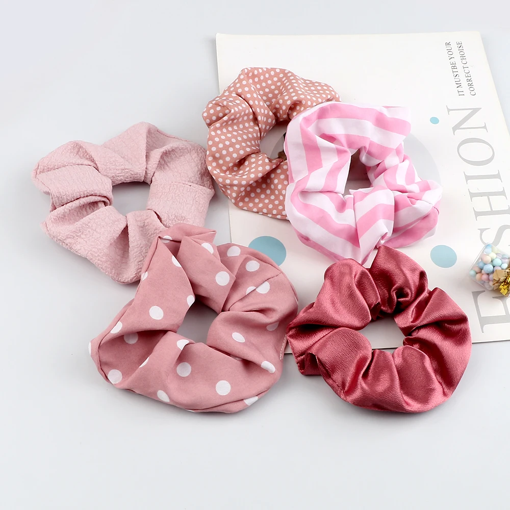 Top Trends: 5Pcs / Lot Girl Pink Red Hair Band Accessories Fashion Large Hair Ties Solid Color Elastic Scrunchies For Women Ponytail Hairstyle Shoppable Styles - Image 6