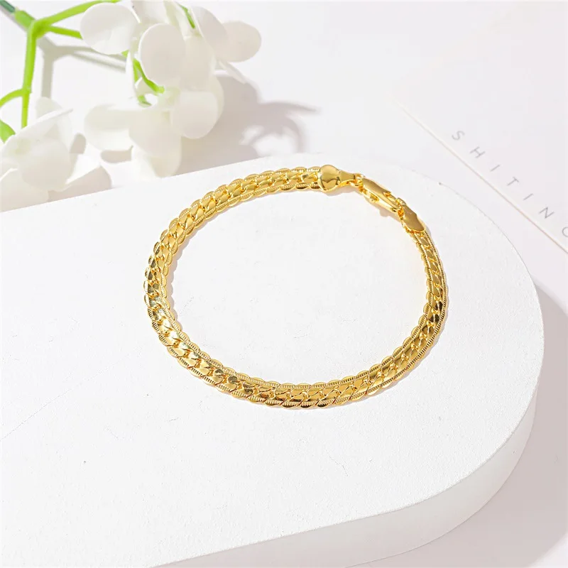 Top Trends: Fashion Simple Twist Embossing Chain Bracelet For Women Man 2021 Classic Exquisite Gold Silver Color Metal Charm Trend Jewelry Shoppable Styles - Image 5