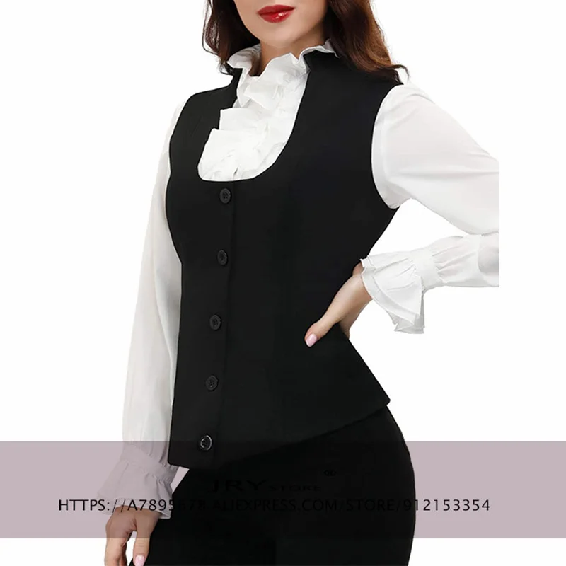 Top Trends: Women's Vest Round Neck 5 Button Business Slim Fit Vest Retro Office Work Wear Steampunk Waistcoat Shoppable Styles