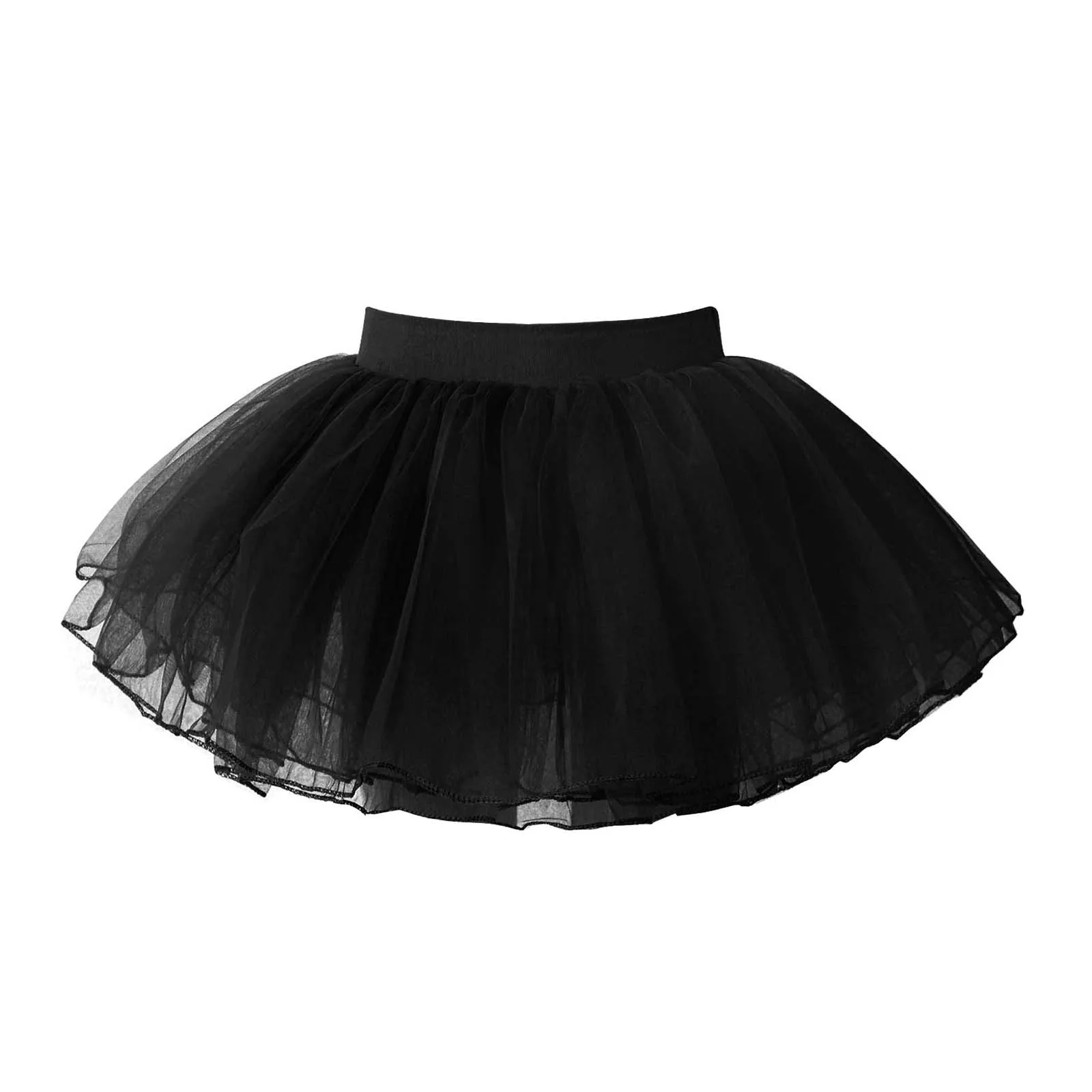 Top Trends: Kids Girls Dance Clothing Elastic Waistband Tutu Mesh Skirt Solid Color Four Layer Mini Skirt For Birthday Dance Performance Shoppable Styles