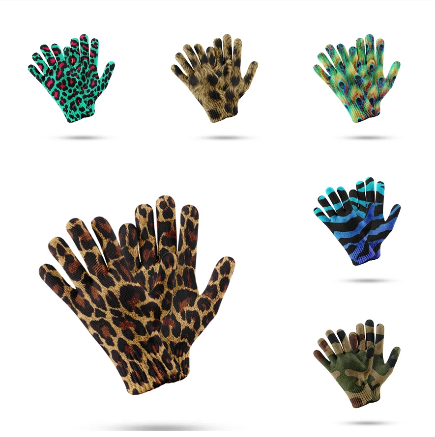 Top Trends: Men Personalized Leopard Knitted Gloves Winter Warm Thick Touch Screen Gloves Women Outdoor Hiking And Traveling Warm Gloves Shoppable Styles