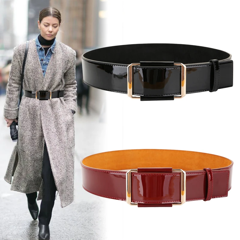 Top Trends: Women New Design Fashion Genuine Leather Cummerbunds Female Dress Corset Waistband Belts Decoration No Pin Gold Buckle Cow Belt Shoppable Styles