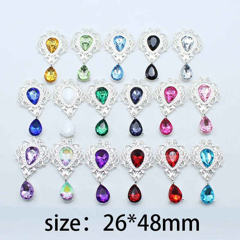 Top Trends: New 26*48mm 10pcs Acrylic Rhinestone Brooch Accessories DIY Wedding Invitation Card Wine Glass Gift Box Jewelry Decoration Shoppable Styles