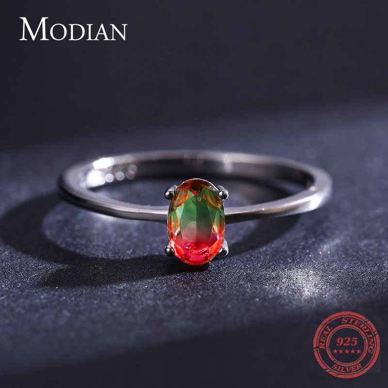 Top Trends: Modian 925 Sterling Silver Colorful Watermelon Tourmaline Rings For Women Fashion Finger Band Fine Jewelry Korean Style Anel Shoppable Styles - Image 4