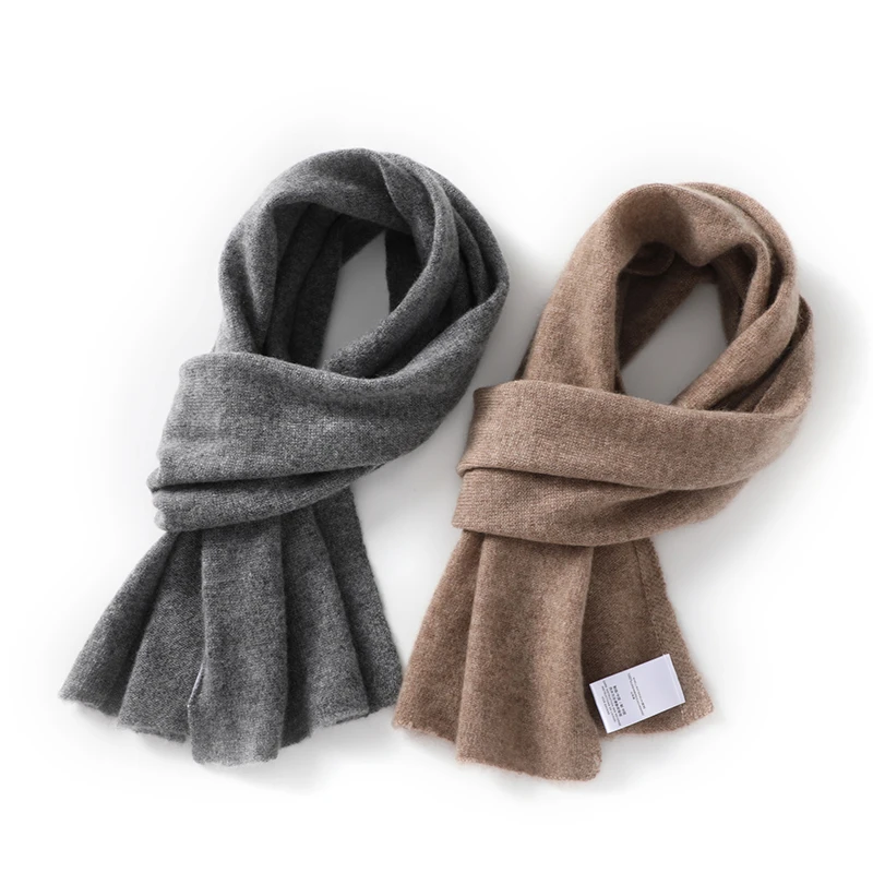 Top Trends: 100% Pure Cashmere Knitted Scarf Women Soft Warm 160*25cm 4Colors 2021 New Arrival Winter Scarves Ladies Shoppable Styles