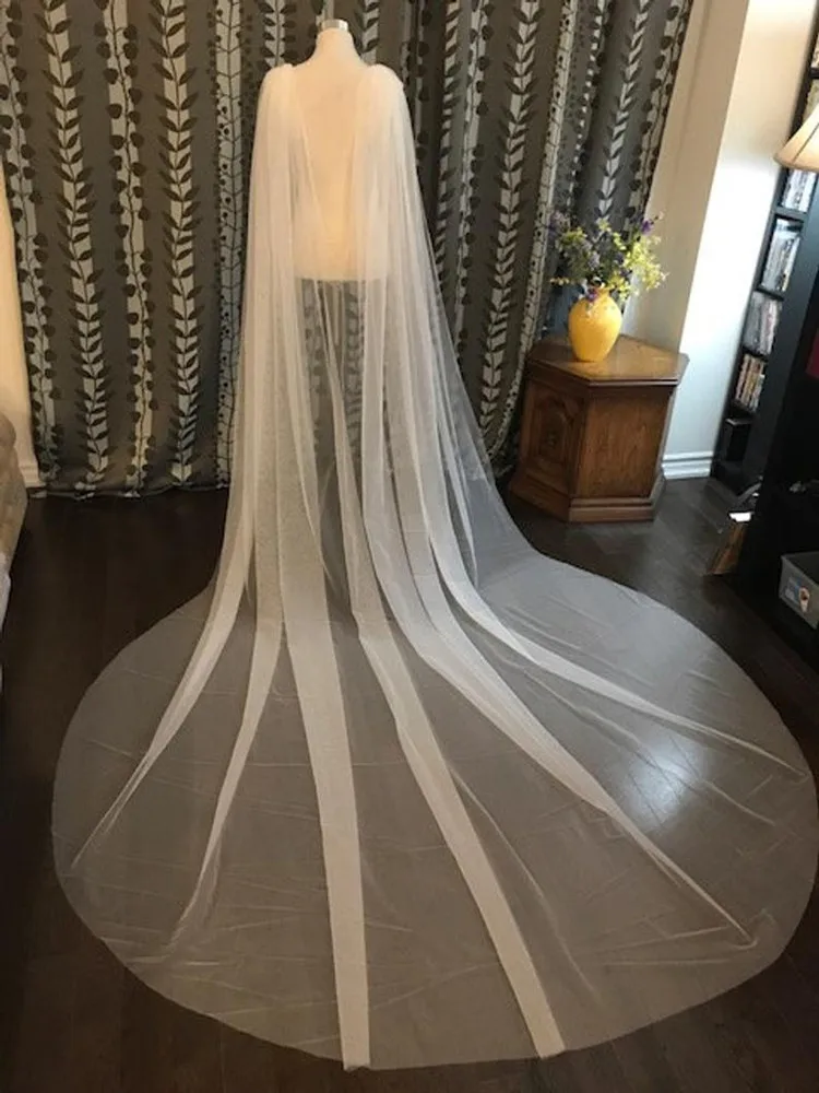 Top Trends: White Ivory Plain Wedding Cape Veil Bridal Shoulder Veils Tulle Long Cape Cloak Shawl Cathedral Wedding Accessories Veu De Noiva Shoppable Styles