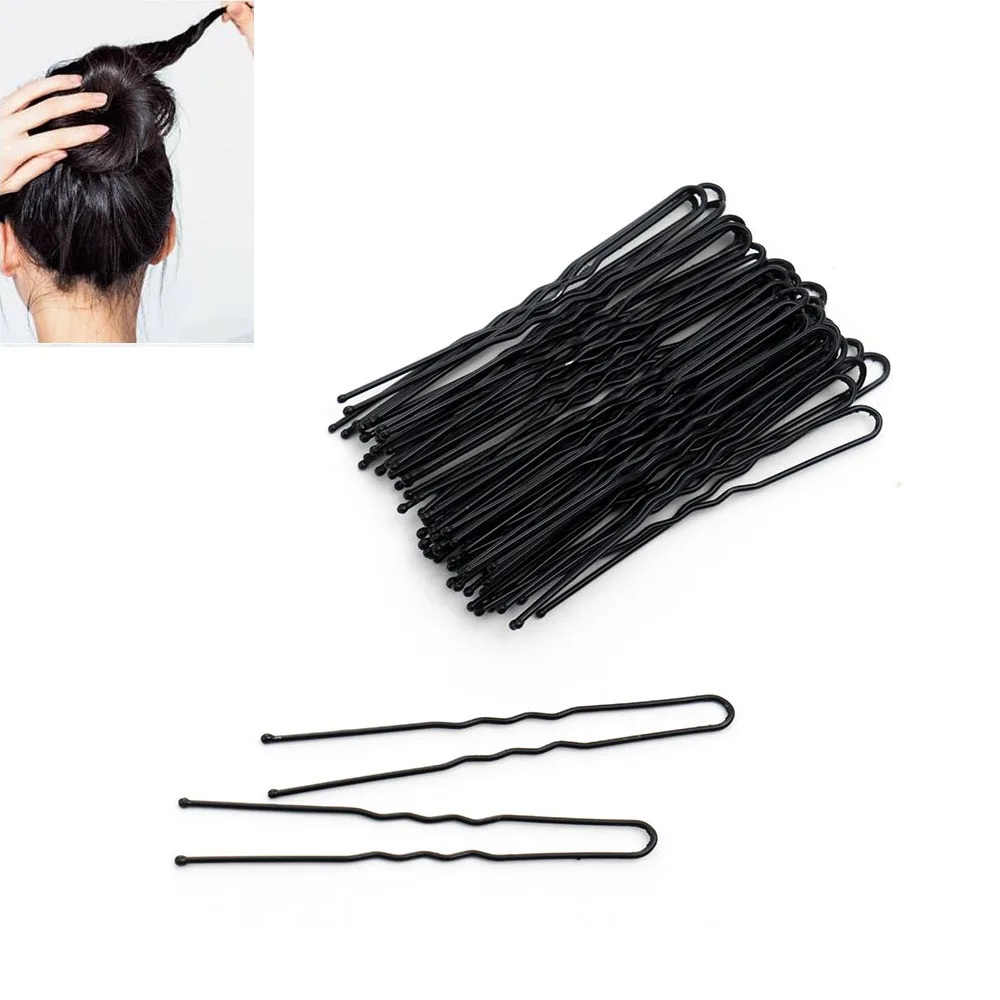 Top Trends: 50pcs Simple Fashion Hair Waved U-shaped Bobby Pin Barrette Salon Grip Clip Hairpins Black Metal Hair Accessories For Bun Shoppable Styles